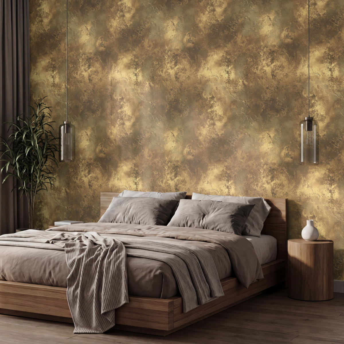 TAPETE - Antik - Metallic-Look - Gold - 400x280 cm - Messingfarben, Papier (400/280cm) - OnlyWow