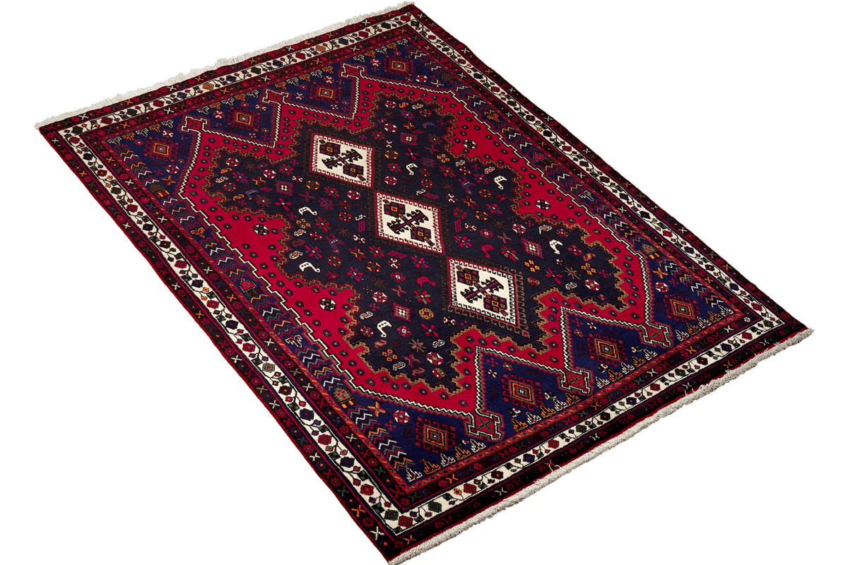 ORIENTTEPPICH handgeknüpft Afshar Rot, Blau 230/160 cm Schurwolle - Blau/Rot, Textil (160/230cm) - Looma