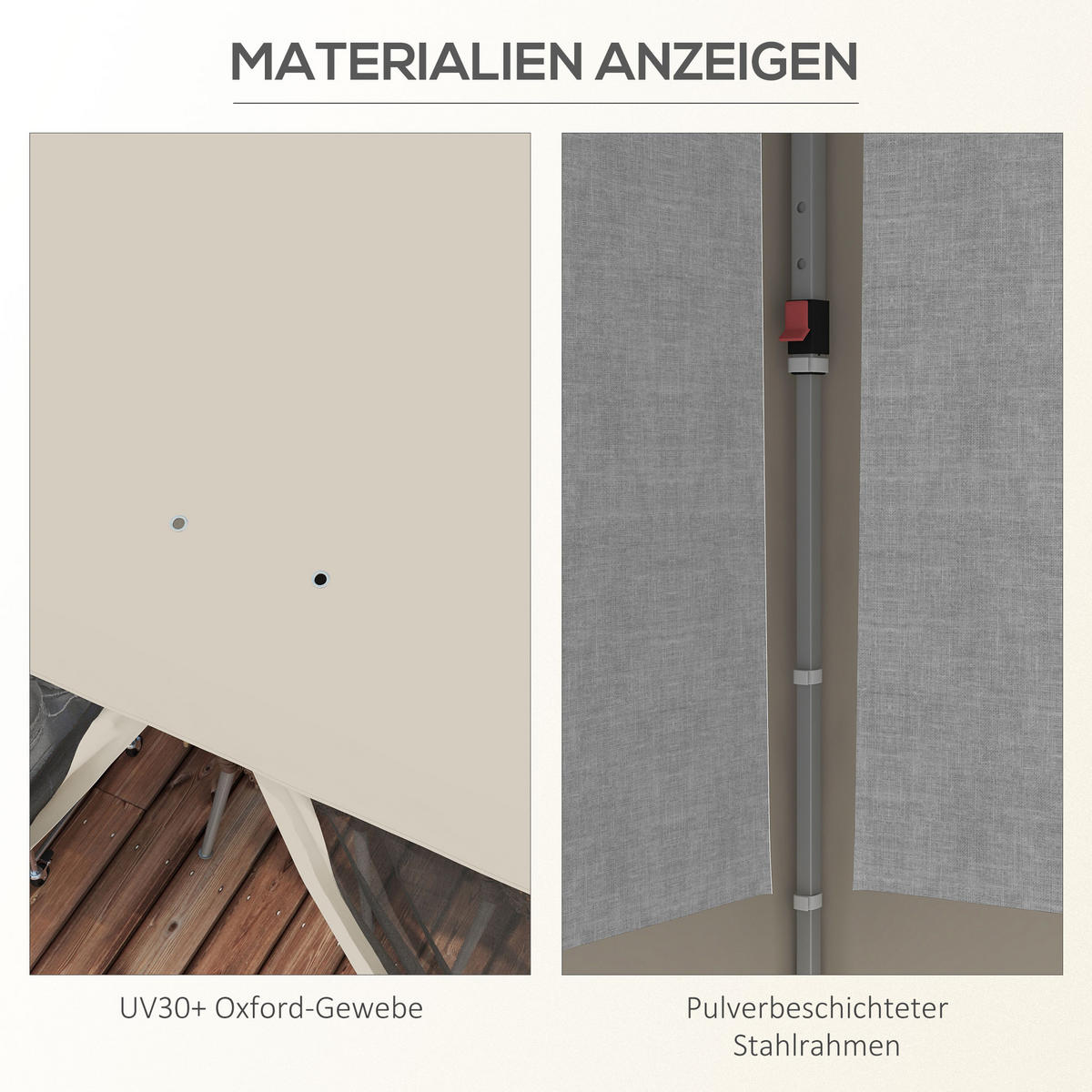 FALTPAVILLON, Grau, Stahl, Oxfordstoff, Nylon - Beige, Metall (297/287/297cm) - Outsunny