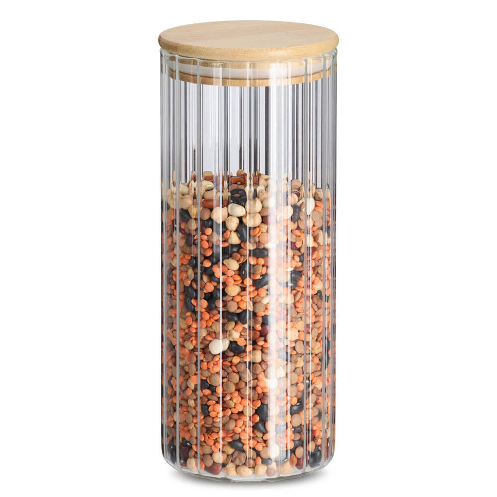 GLASBEHÄLTER Grooves 1100 ml - Transparent, Glas (9/22.5/9cm)