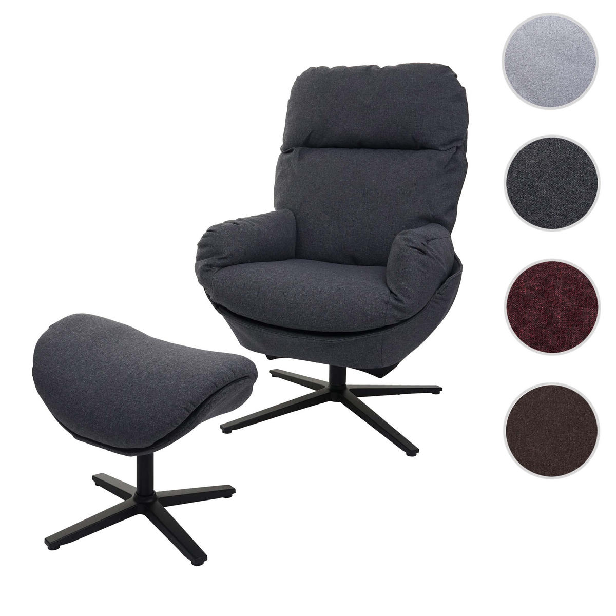RELAXSESSEL + HOCKER Grau - Grau, Textil (72/101/73cm) - MCW