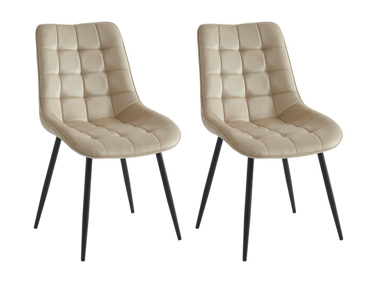 POLSTERSTUHL 2er-Set - Samt & schwarzes Metall - Beige - OLLUA - Beige, Textil (60/87/49.5cm) - Vente-Unique