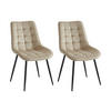 POLSTERSTUHL 2er-Set - Samt & schwarzes Metall - Beige - OLLUA - Beige, Textil (60/87/49.5cm) - Vente-Unique
