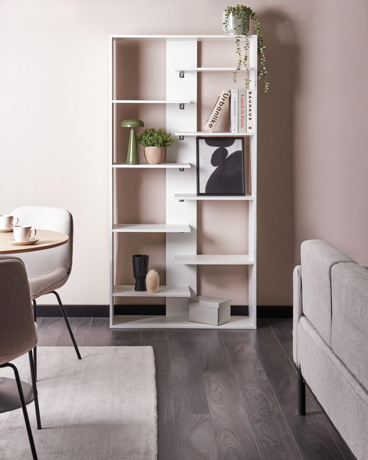 BÜCHERREGAL mit 8 Ebenen 180 cm Weiß Fontas - Weiß, Holzwerkstoff (90/180/29cm) - Beliani
