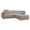 ECKSOFA Boston 2RR1P, Seite: Rechts 2R+R+1P(65)+PUFAP - Silberfarben/Naturfarben, Holz/Textil (260/230cm) - MIRJAN24