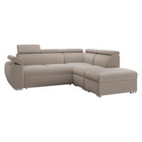 ECKSOFA Boston 2RR1P, Seite: Rechts 2R+R+1P(65)+PUFAP - Silberfarben/Naturfarben, Holz/Textil (260/230cm) - MIRJAN24