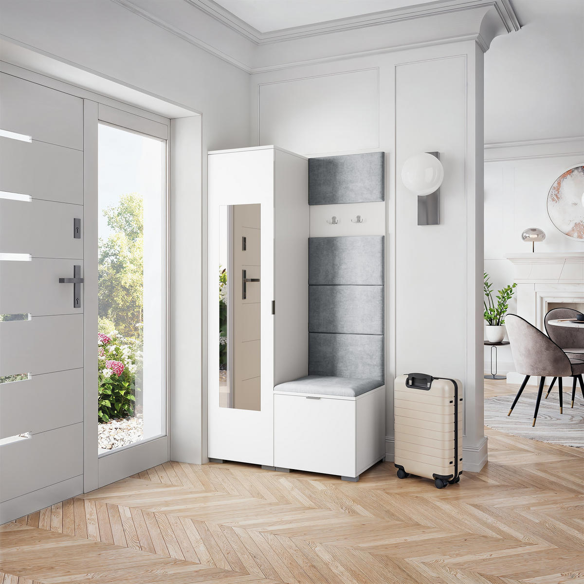 GARDEROBENSCHRANK VIRA 95/181/51 cm Modern Weiß - Weiß, Holzwerkstoff (95/181/51cm) - MASSENO