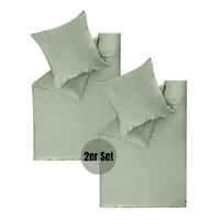 SATIN BETTWÄSCHE PLAIN - Grün, Textil (140/200cm) - Schöner Wohnen