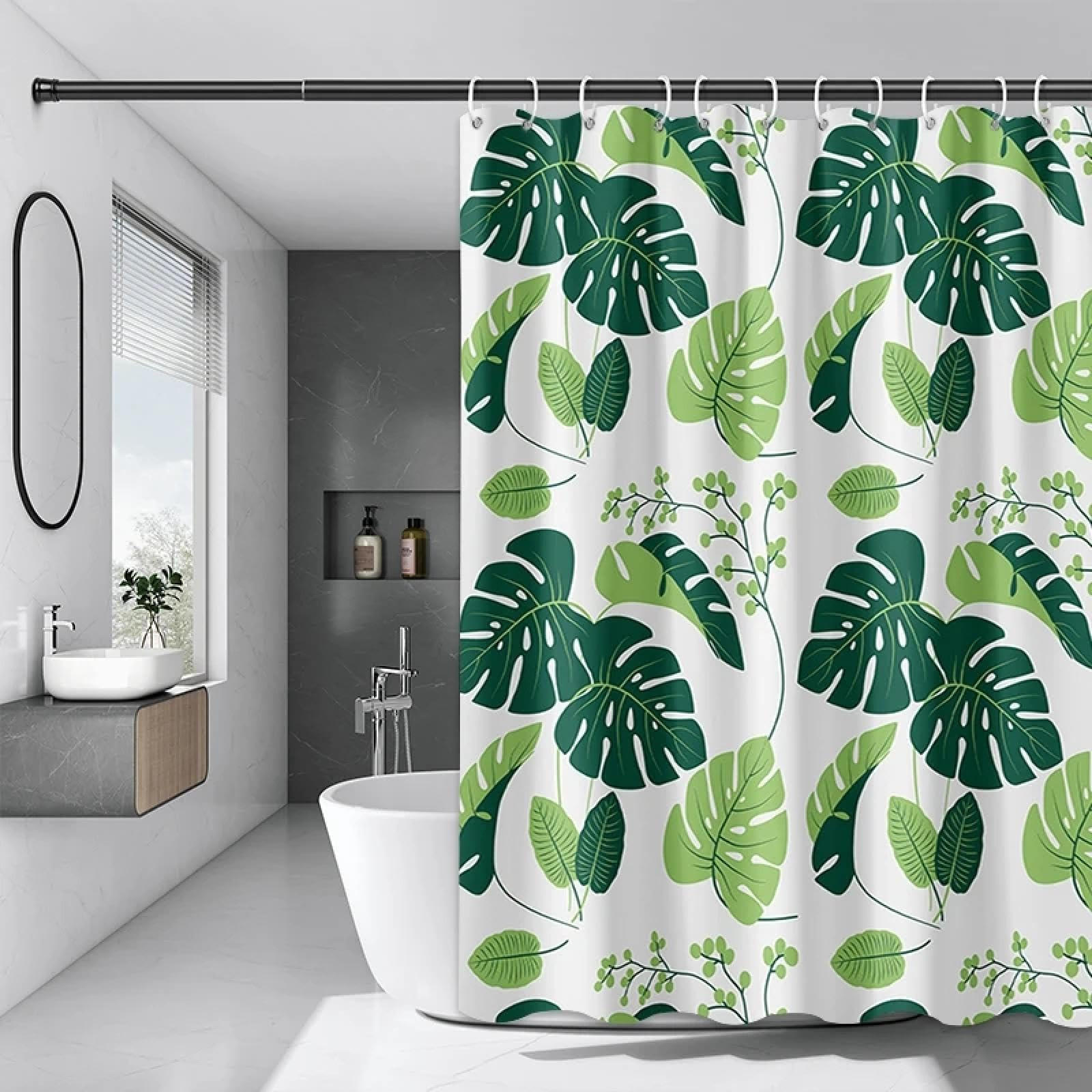 DUSCHVORHANG mit Muster wasserdicht schimmelresistent Badezimmer mit Haken Blätter Schildkröte - Multicolor, Kunststoff (180/180cm) - MCBOSON