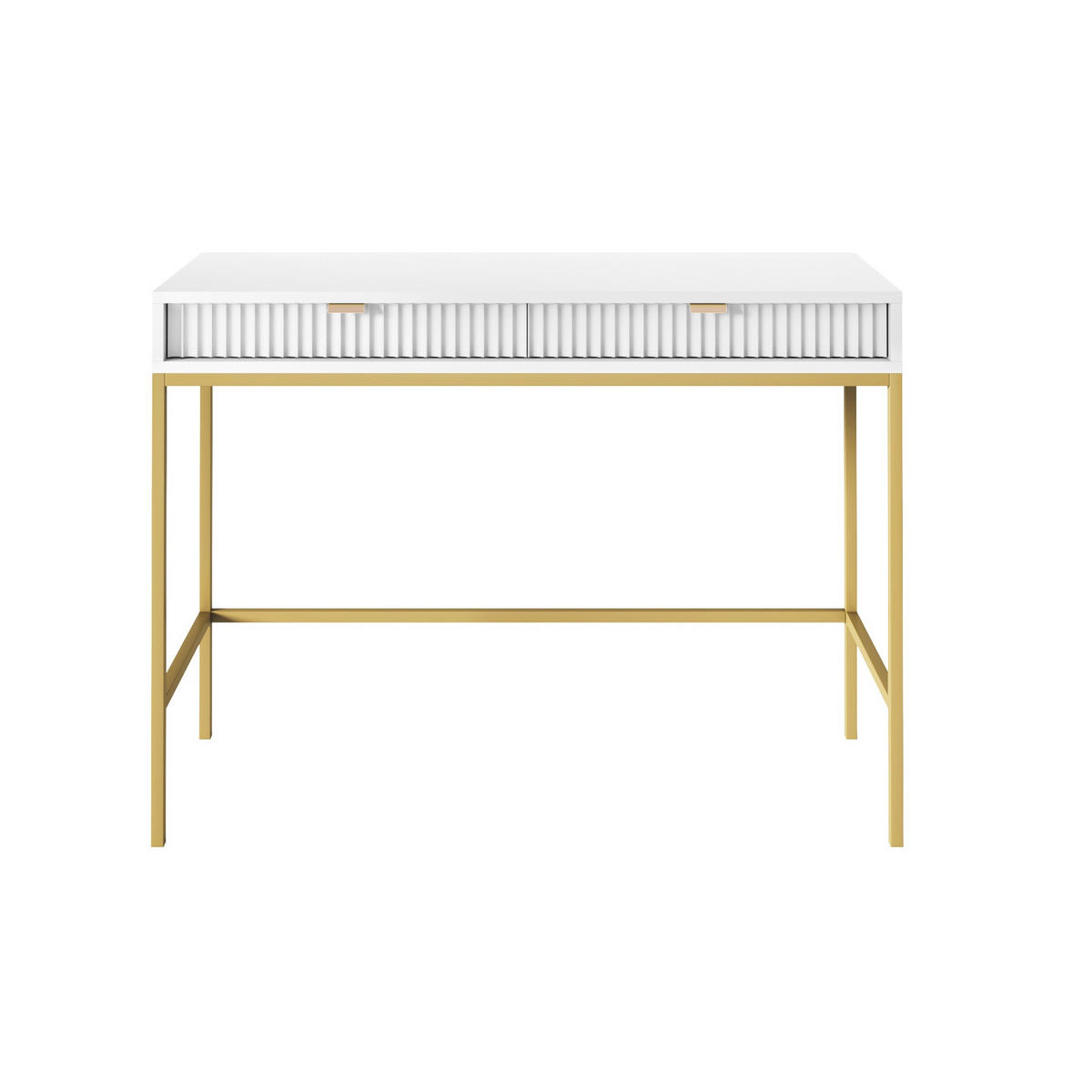SCHMINKTISCH Nova Weiß, Golden Beine, Konsoletisch mit Schubladen - Goldfarben/Weiß, Holzwerkstoff/Metall (50/104/78cm) - Bettso