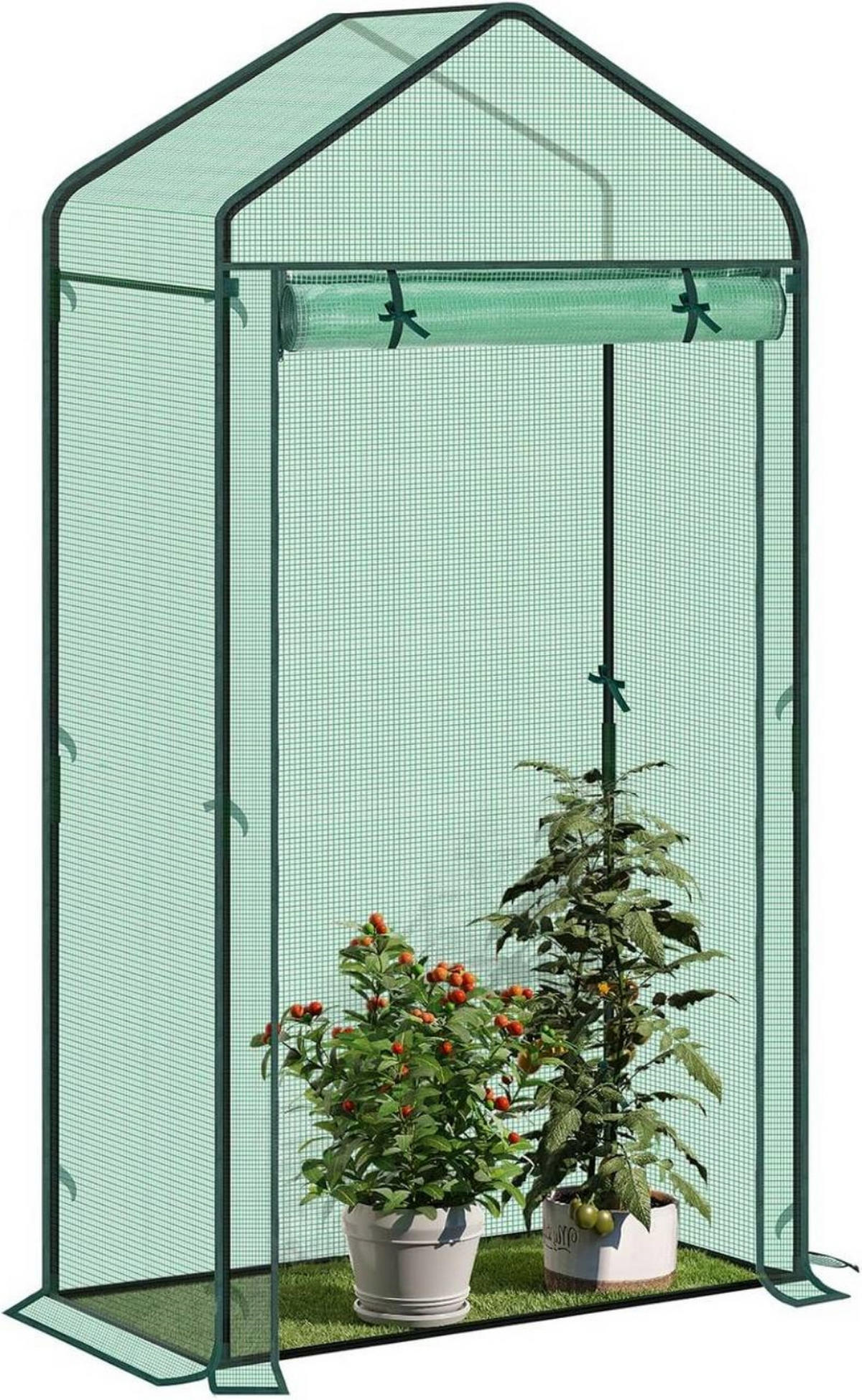 GEWÄCHSHAUS, PE-Netzgewebe, 100x50x190cm, Grün - Grün, Kunststoff/Metall (100/190/50cm) - Woltu