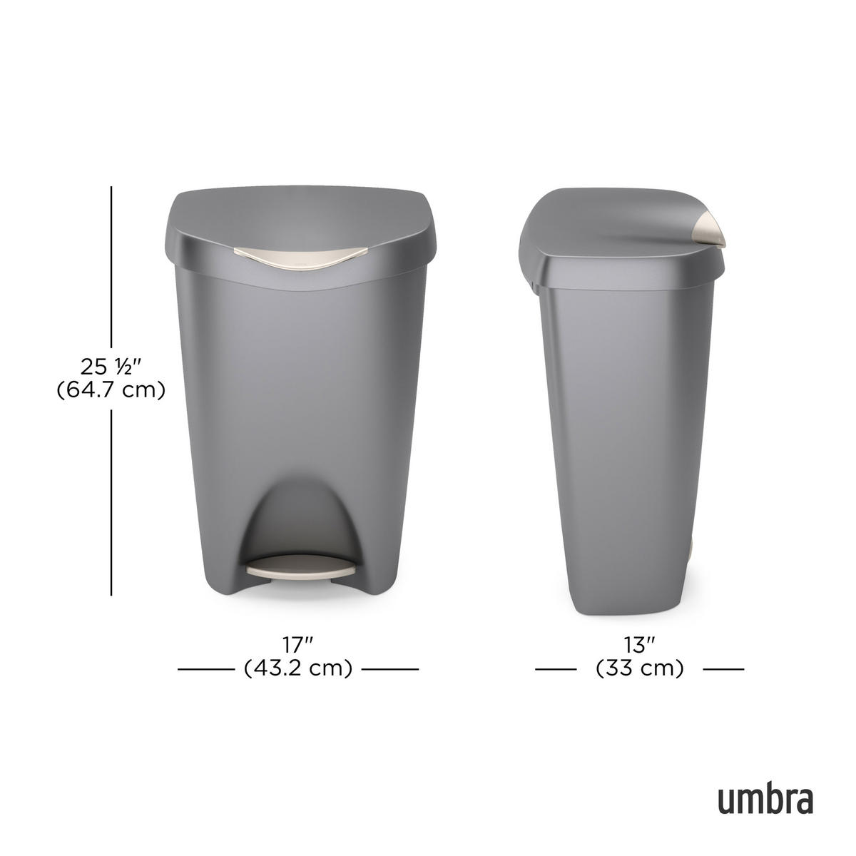 ABFALLEIMER Brim, Grau - Grau, Kunststoff (43/33/64cm)