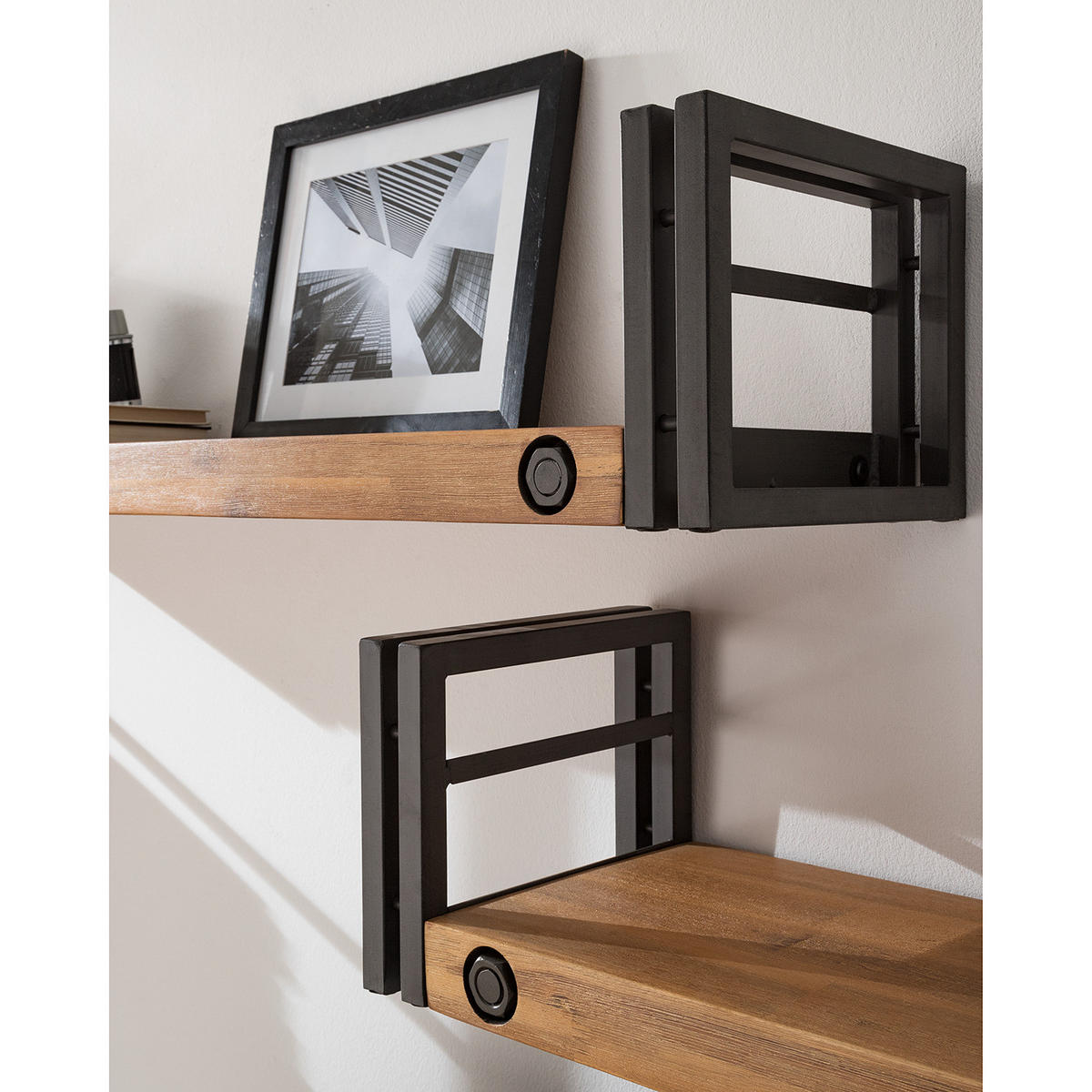 WANDBOARD mit Seitenleisten - Akazie massiv / Metall - Akaziefarben, Holz (110/19/20cm) - home24