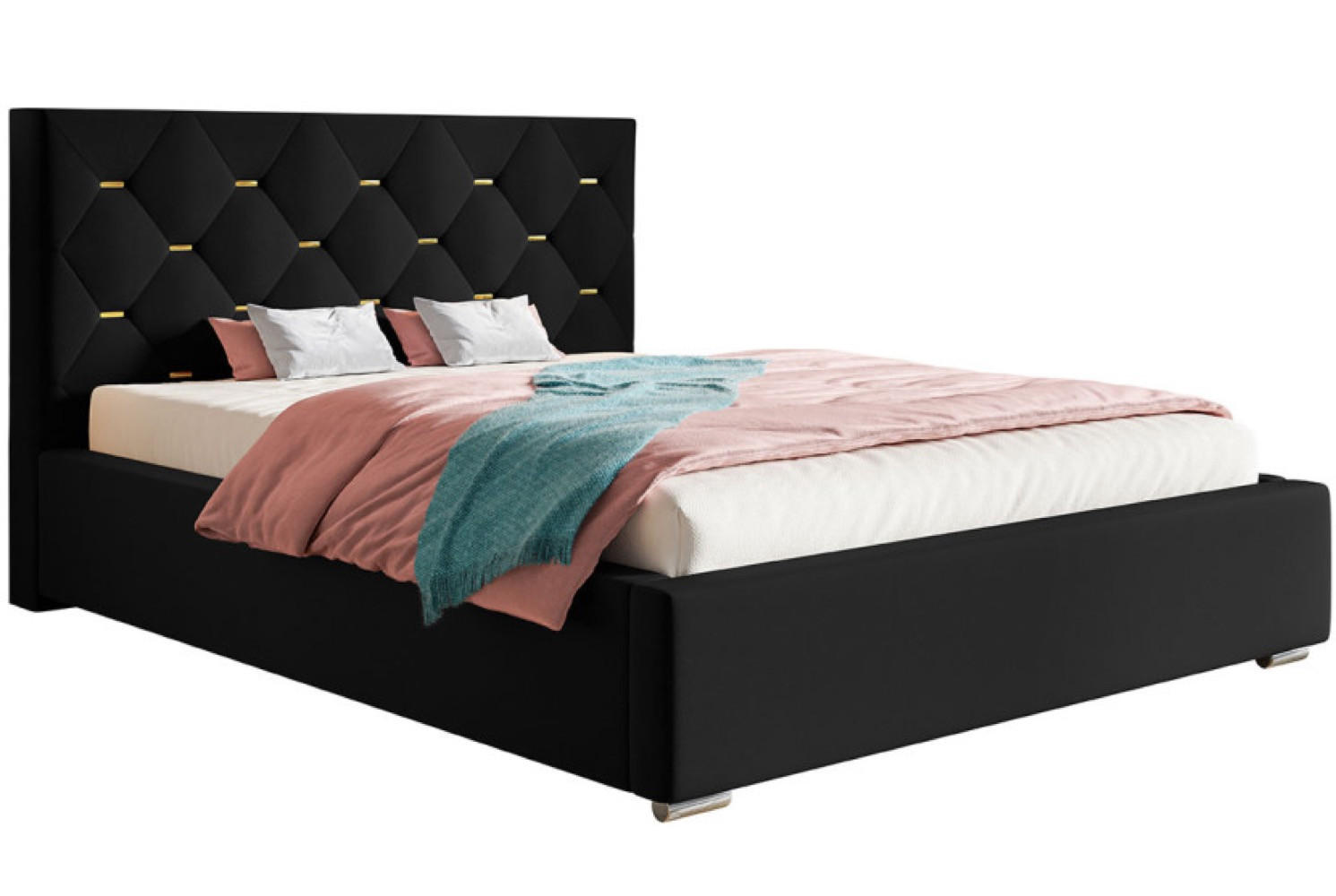 BETT Schwarz BEN 17 Metallrahmen Mit Bettkasten 200x200 cm - Schwarz, Textil - Sepro Meble