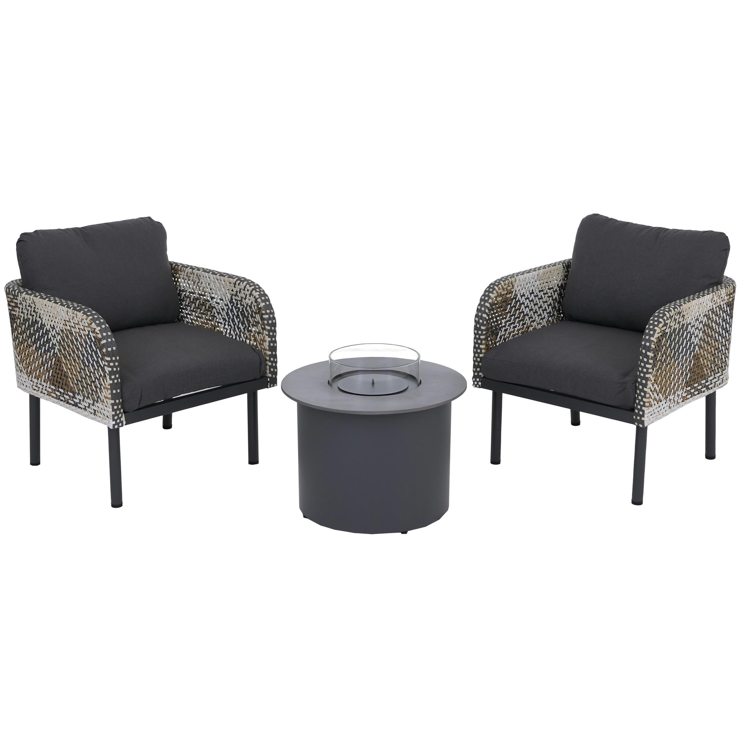 POLY-RATTAN SADA Tmavě šedá - tmavě šedá, kompozitní dřevo - MCW