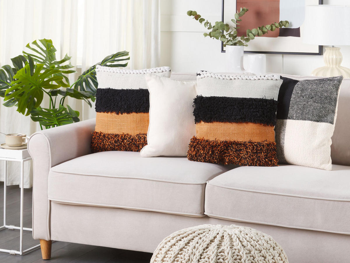 DEKOKISSEN 2er-Set Bunt 45/45 cm Mihalgazi - Multicolor, Naturmaterialien/Textil (45/45cm) - Beliani