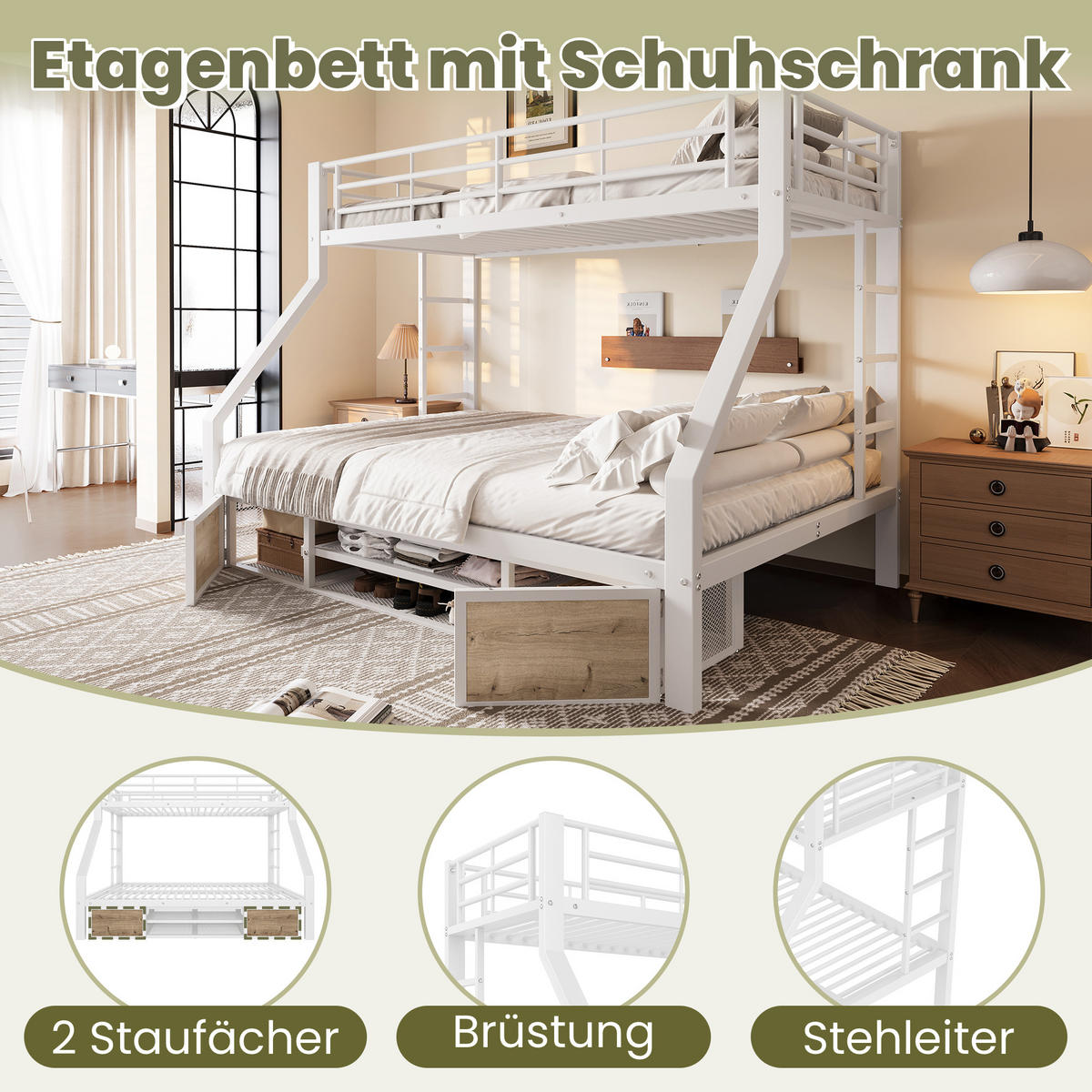 ETAGENBETT 90/140x200 Weiß - Weiß, Metall (90/200cm) - ComfortXL