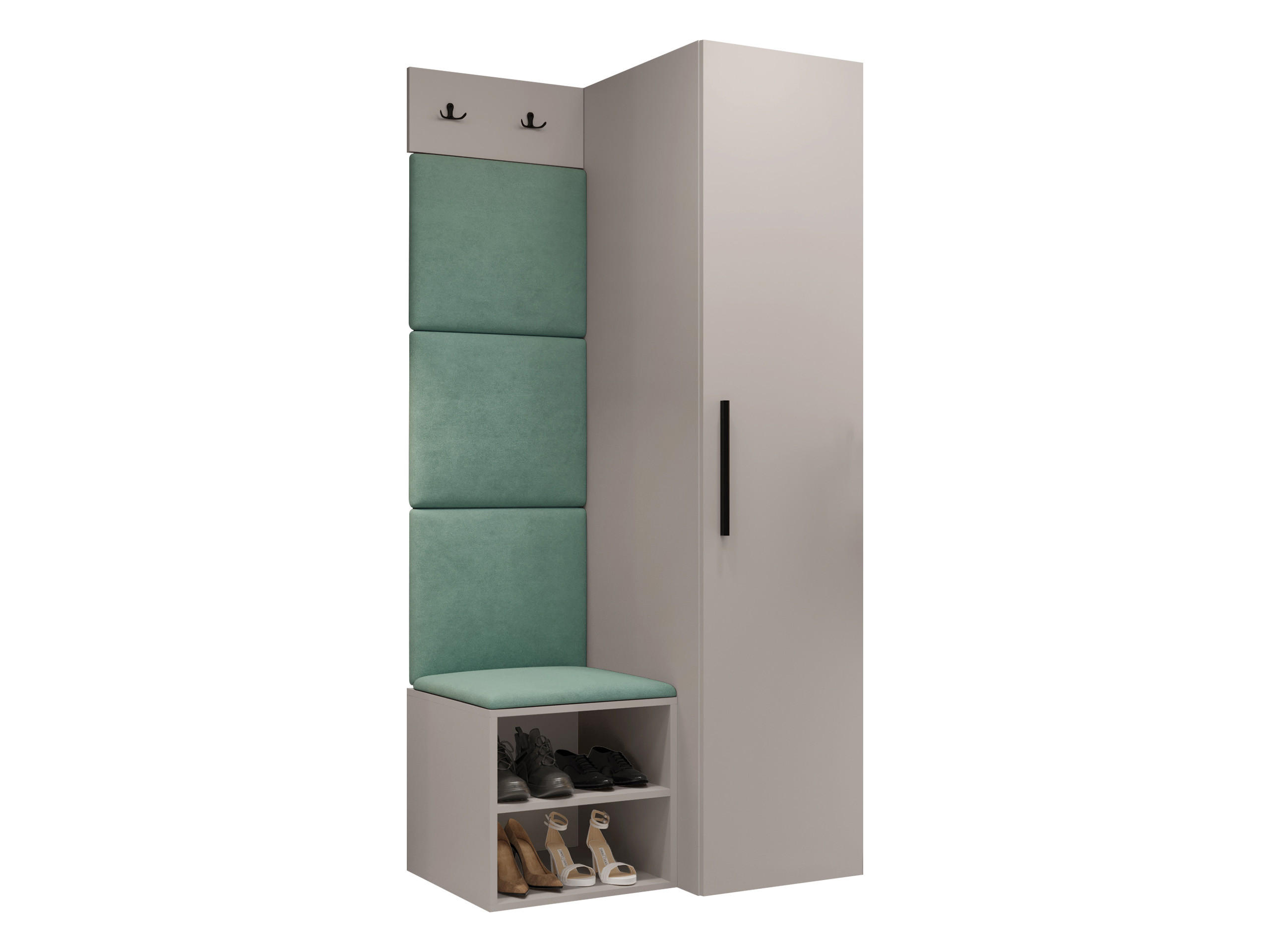 GARDEROBEN-SET Medi III - Kaschmir/Schwarz, Holzwerkstoff/Kunststoff (40/191/50cm) - MIRJAN24