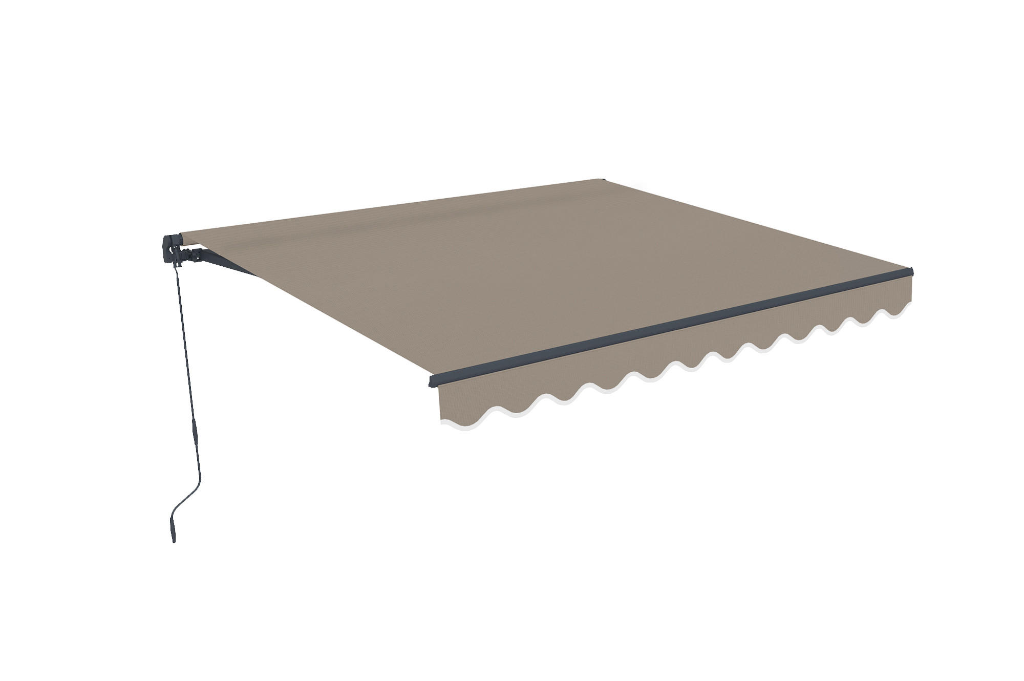 EINTEILIGE MARKISE Vecchio Taupe 3m x 2,5m - Premium-Leinwand 320g/m² - Taupe, Metall (295/270/250cm) - Cazeboo