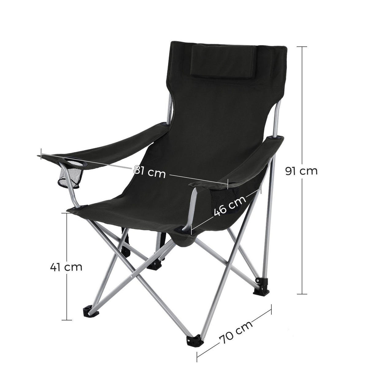 GARTENSTUHL Sandy - Schwarz, Metall (70/91/81cm) - SONGMICS