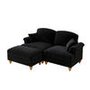 MODULARES Ecksofa Chenille mit Hocker L-Form 194/140/93 cm Schwarz - Schwarz, Textil (140/194cm) - Redom