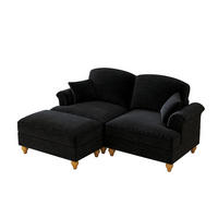 MODULARES Ecksofa Chenille mit Hocker L-Form 194/140/93 cm Schwarz - Schwarz, Textil (140/194cm) - Redom