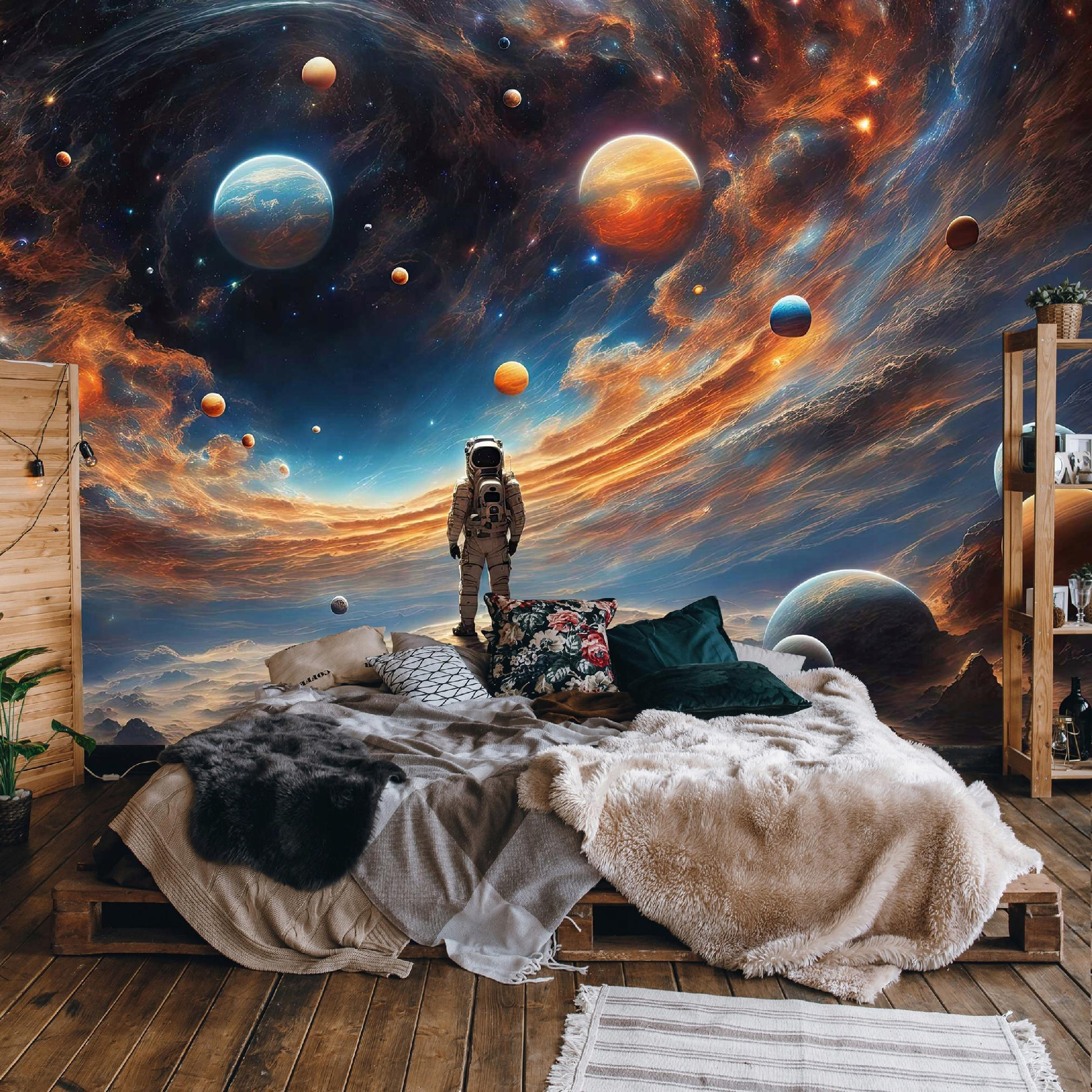FOTOTAPETE Kinderzimmer Planeten Kosmos Tapete 200x140 - Multicolor, Papier (200/140cm) - Wallarena
