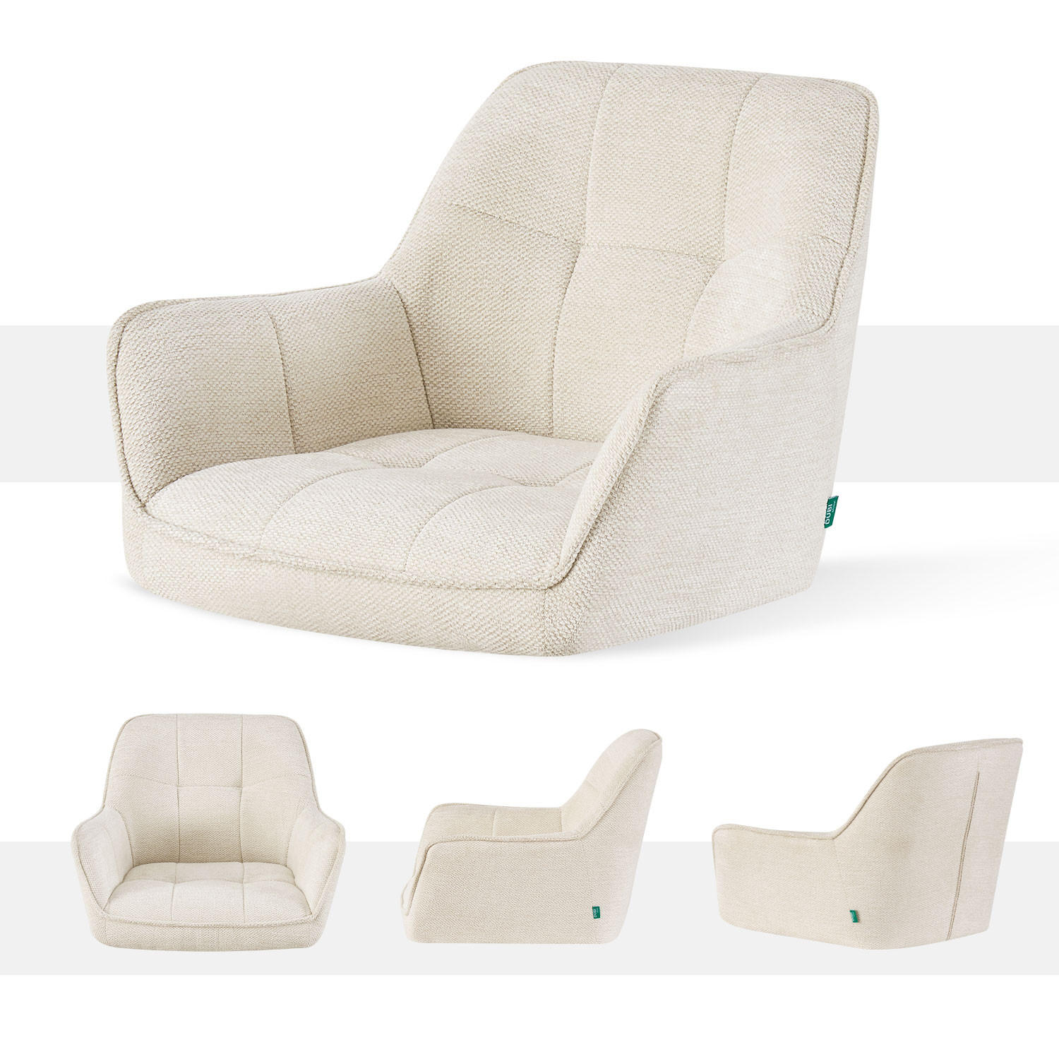 ESSZIMMERSTUHL THOMAS-LINA 2er-Set 360°drehbar - Creme, Holz/Textil (61/82/62cm) - DUBI Möbel