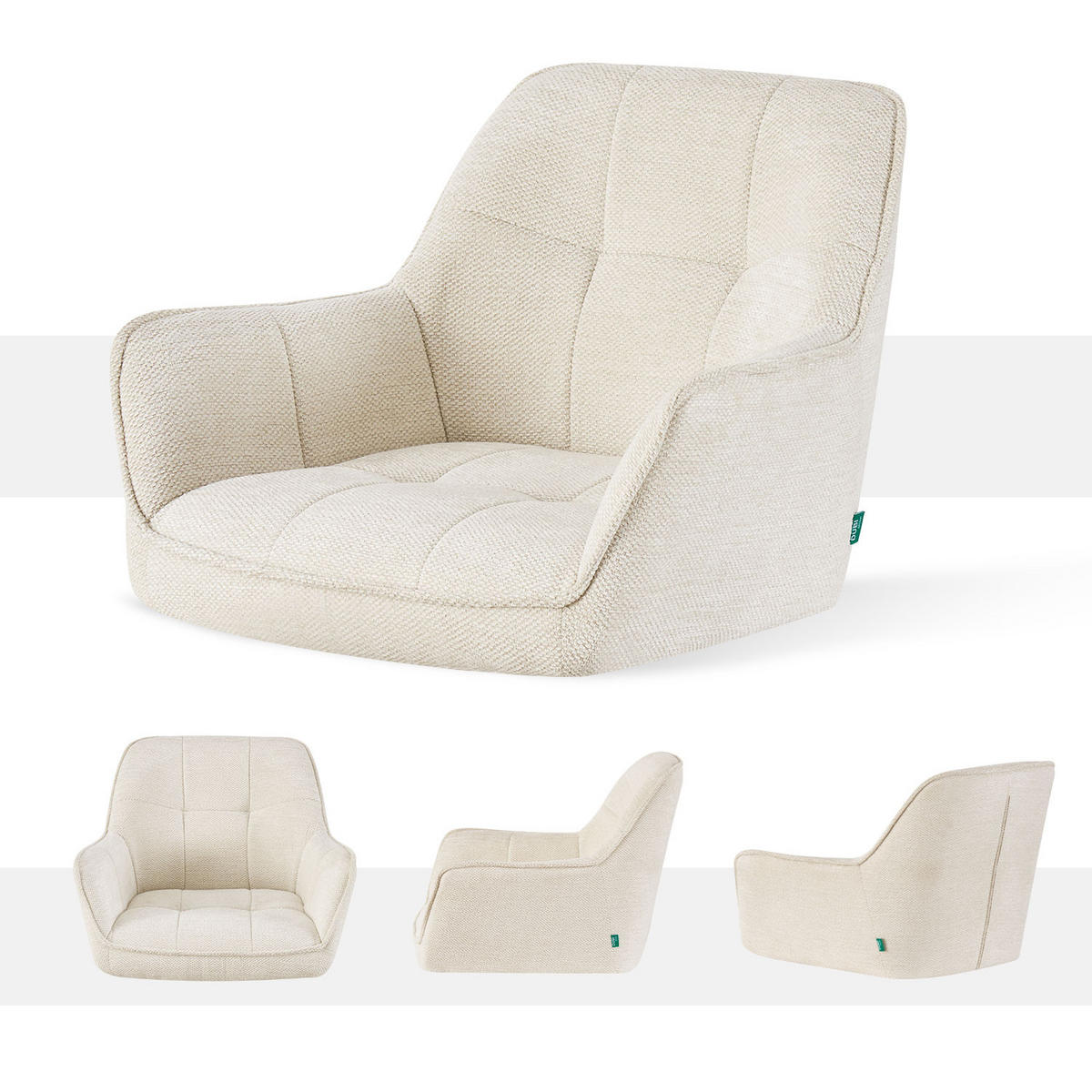 ESSZIMMERSTUHL THOMAS-LINA 2er-Set 360°drehbar - Creme, Holz/Textil (61/82/62cm) - DUBI Möbel