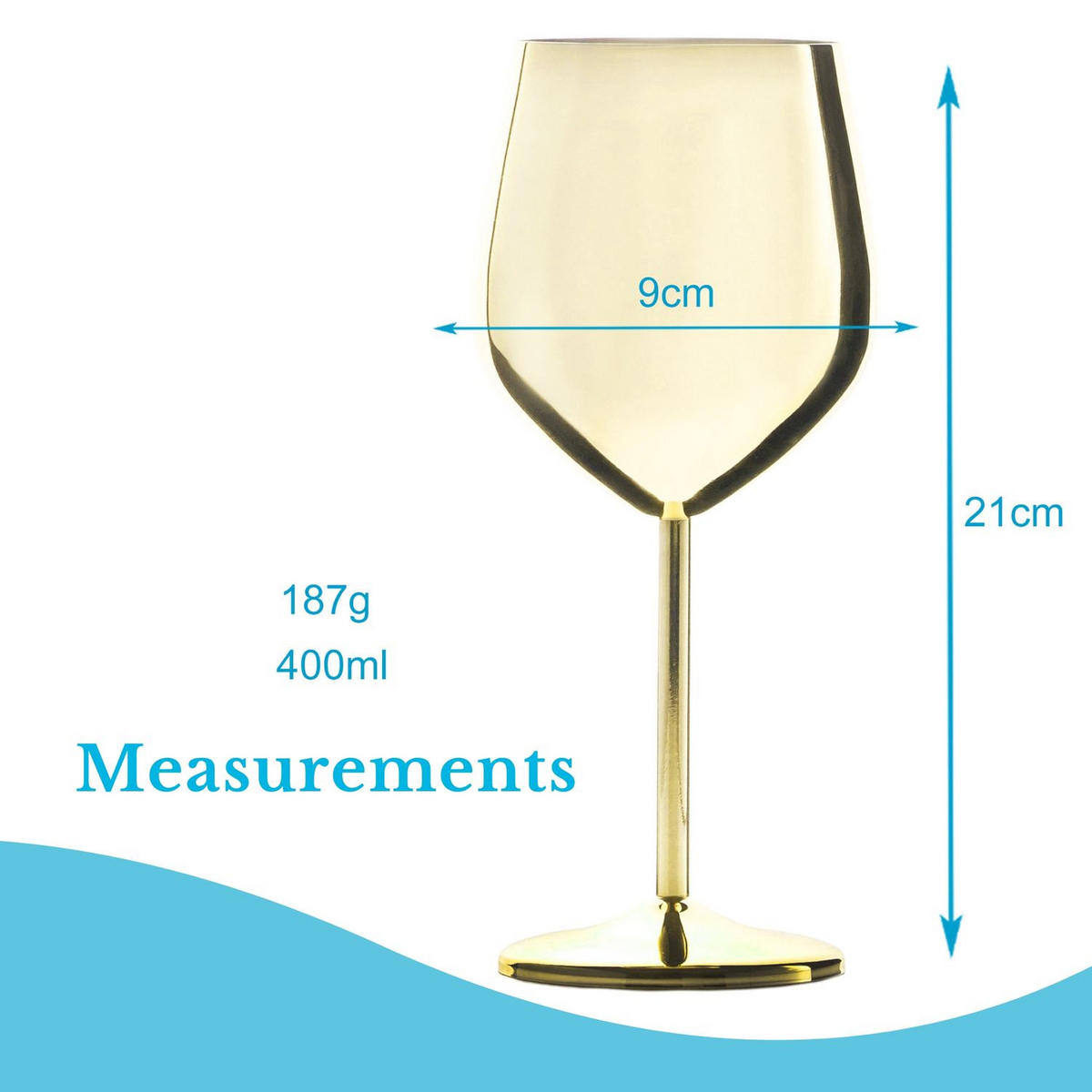 WEINGLAS-SET Edelstahl 400 ml (2er-Set) - Goldfarben, Metall (0.4L) - Intirilife