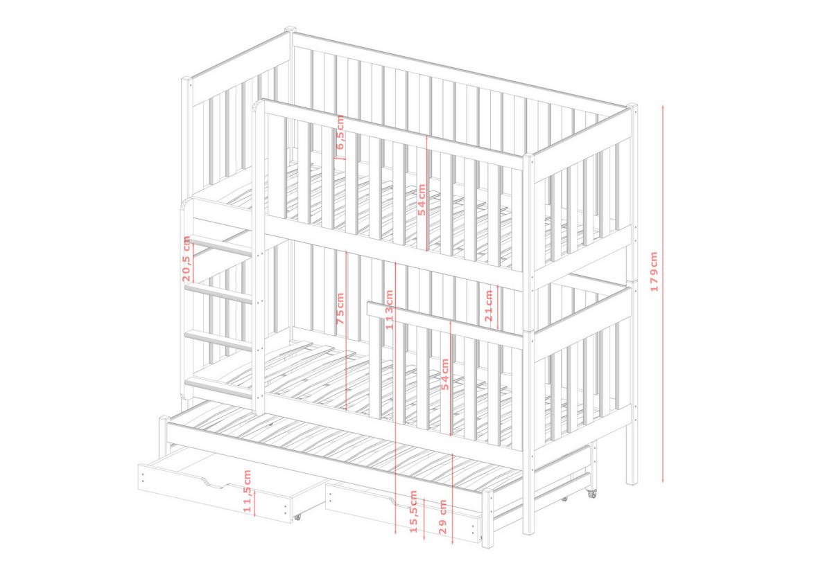 ETAGENBETT WEIß - Weiß, Holz (90/200cm) - FURNLUX