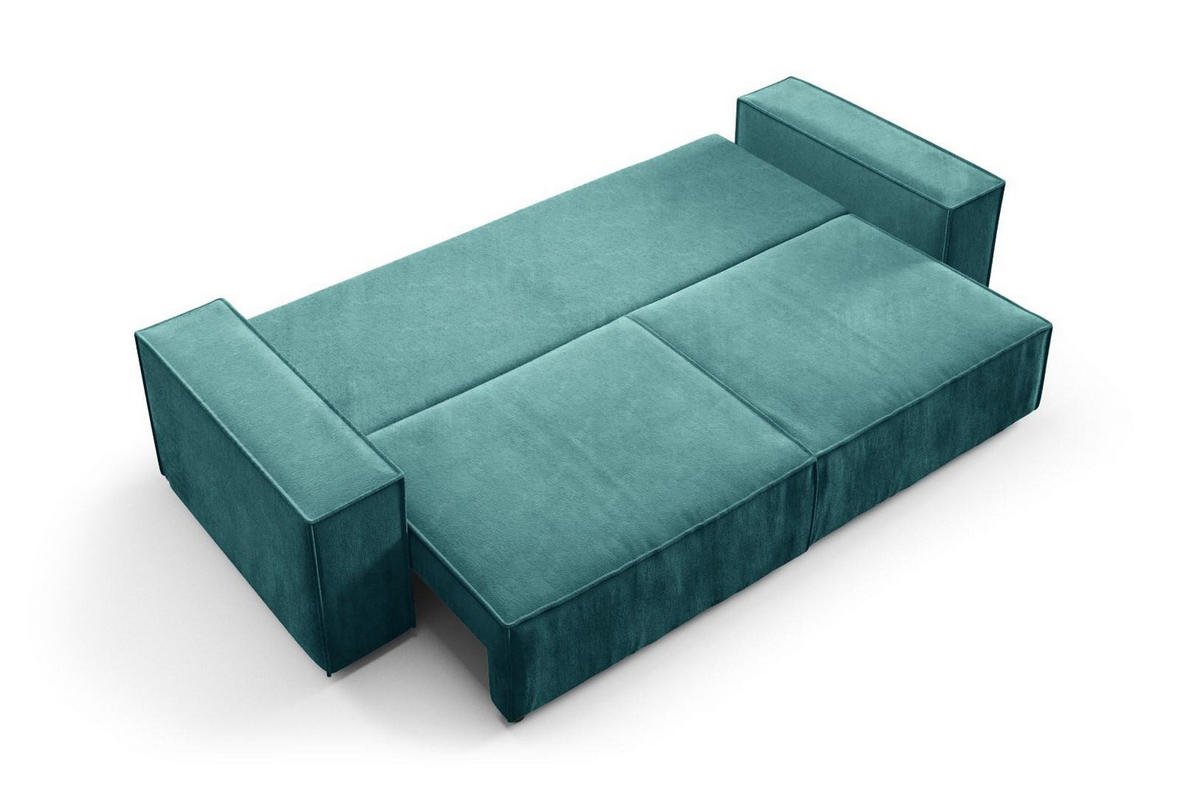 SCHLAFSOFA mit Bettkasten Türkis - Türkis, Textil (255/88/102cm) - Furnisell