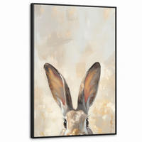 LEINWAND Bilder mit Rahmen - Hase - Ohren - Braun - 80x120 - Beige, Textil (80/120cm) - MuchoWow