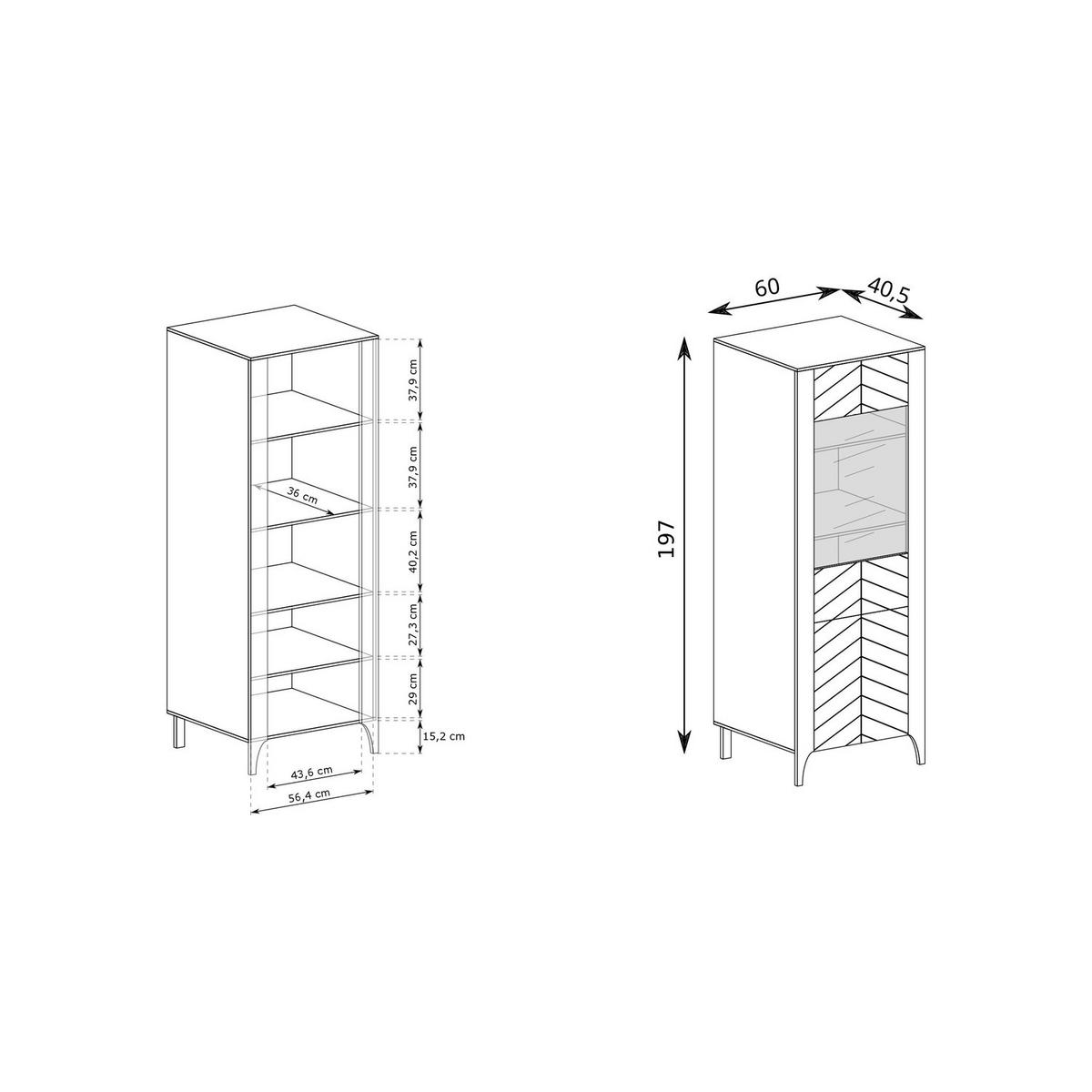 VITRINE Malumi MM-4 60 x 197 x 40,5 cm Schwarz Paintflow - Schwarz, Holzwerkstoff (60/197/40.5cm) - Koseto