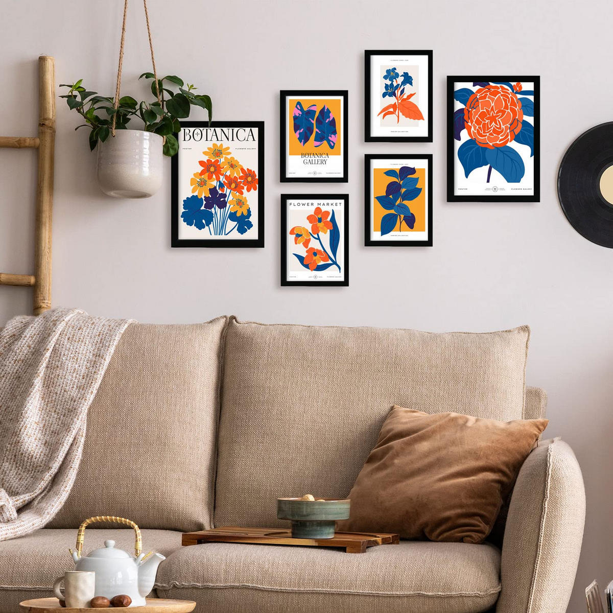 POSTER Set Mit 6 Blumen Leben In Orange A3 & A4 Rahmenlos - Klar, Papier (29/3cm) - Nacnic