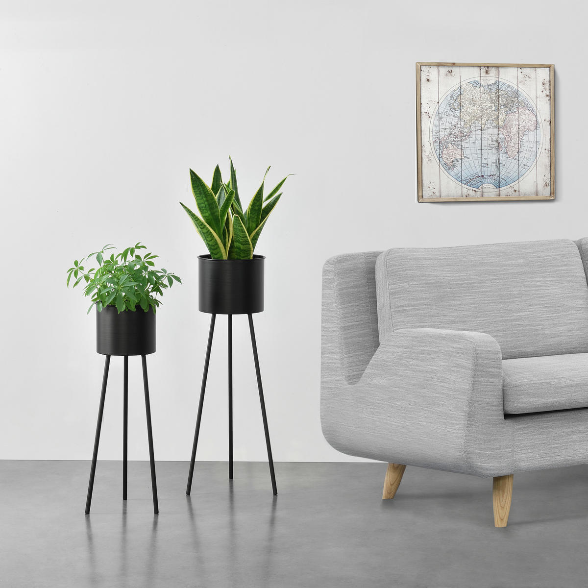 SADA STOJANŮ NA ROSTLINY, 2 KS Dalhem - černá, kov (32/79/32cm) - [en.casa]
