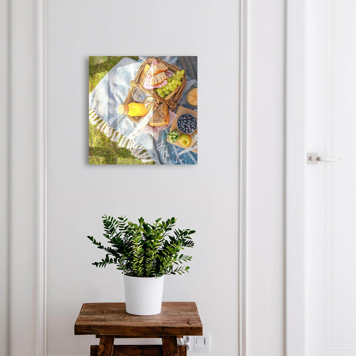SCHLÜSSELBOX Weiß 30x30 cm – Türöffnung nach rechts - Ein idyllisches Picknick - Grün, Metall (30/30/5cm) - TULUP