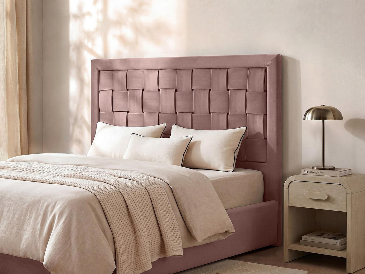 BETTKOPFTEIL - 2 Personen - Samt, Stoff - Rosa - - Pink, Textil (160/110/7cm) - Vente-Unique