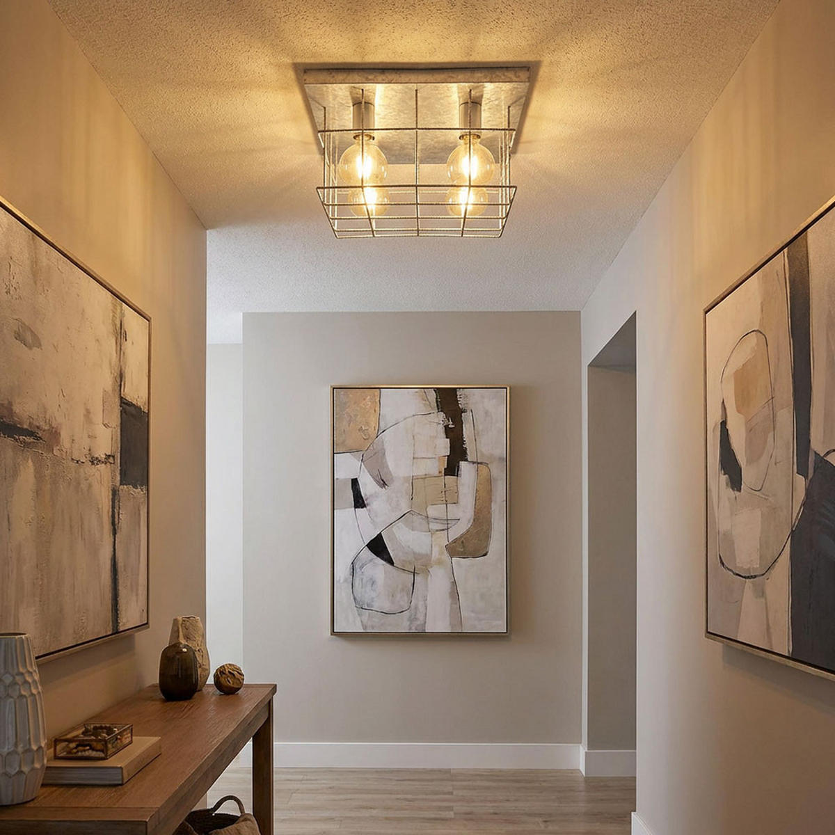 DECKENLEUCHTE Metall Silber Gitteroptik - Silberfarben, Metall (40/40/20cm) - Globo Lighting
