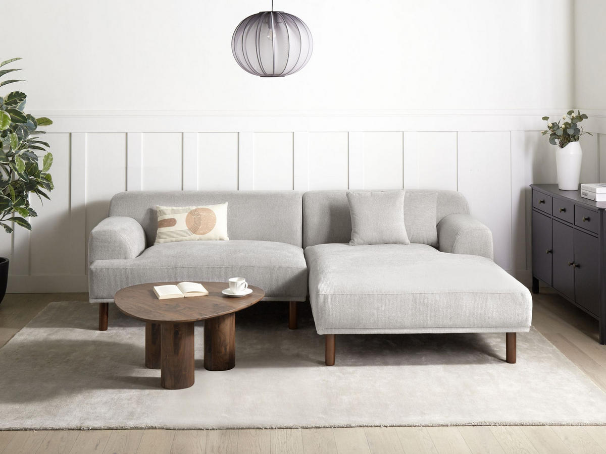 ROHOVÁ POHOVKA 3-místná Látka Světle šedá levostranná Holt - světle šedá, textil (241/159cm) - Beliani