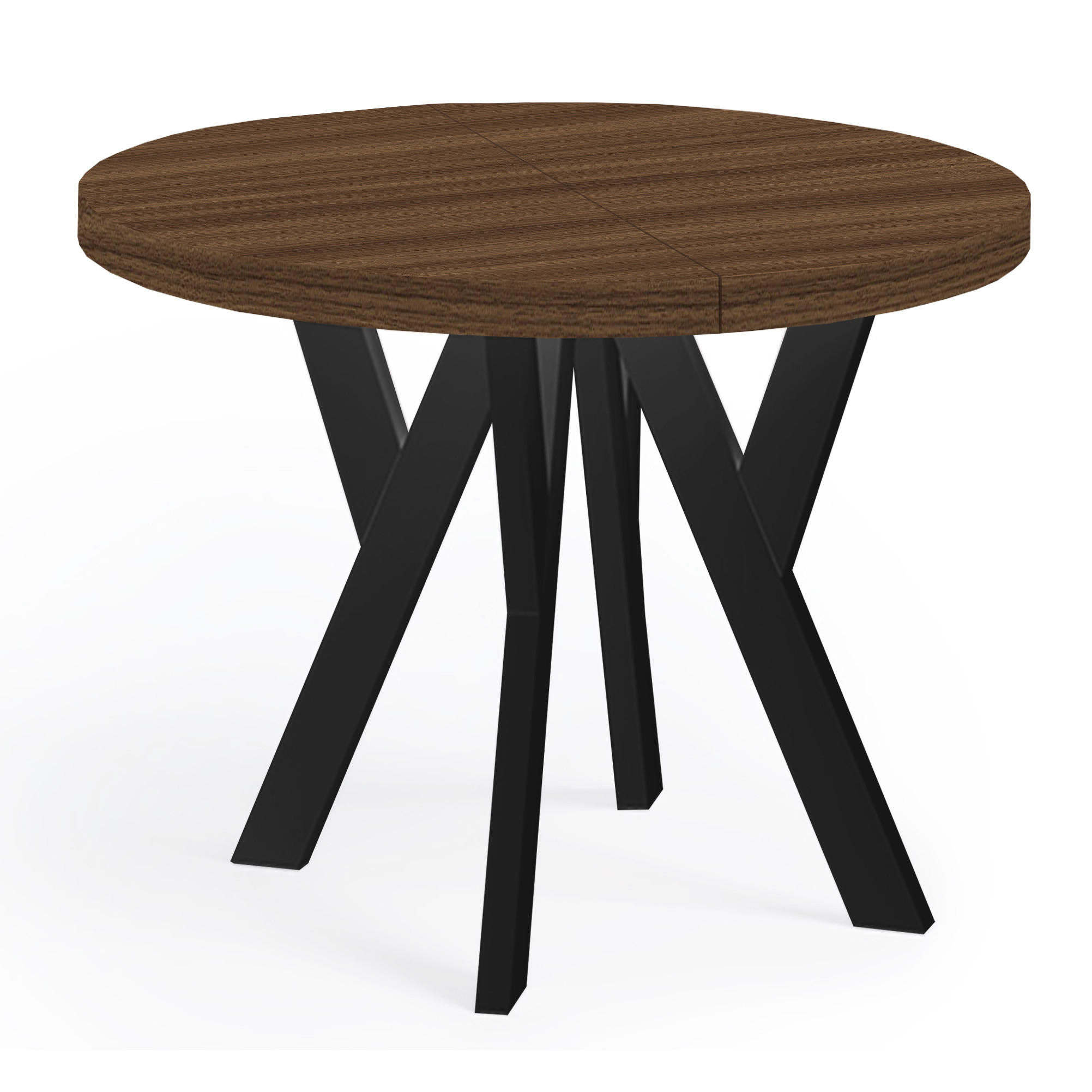 ESSTISCH Runder Ausziehbarer PERO 110/160 Franklin Nuss / Schwarz - Dunkelbraun/Schwarz, Holz (160/110/77cm) - Dekori_Interiors