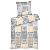 BETTWÄSCHE 135x200 Renforce aus 100% Baumwolle Bettbezug Kariert Weiß Grau Beige - Beige, Textil (135/200cm) - Carpe Sonno