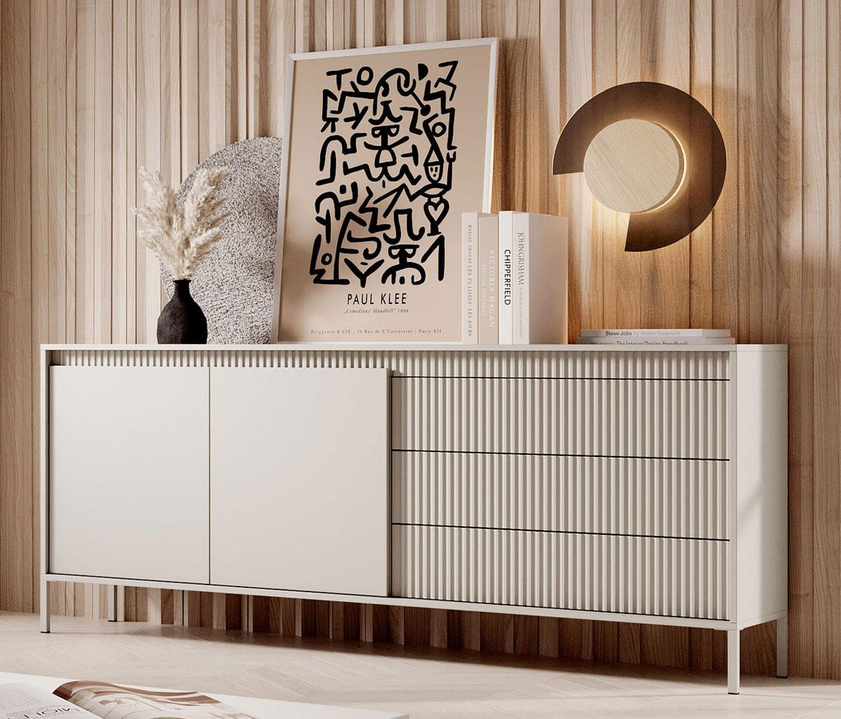SIDEBOARD Senso beige 188 / 40 / 82cm - Beige, Holz/Holzwerkstoff (188/82/40cm) - Feldmann-Wohnen