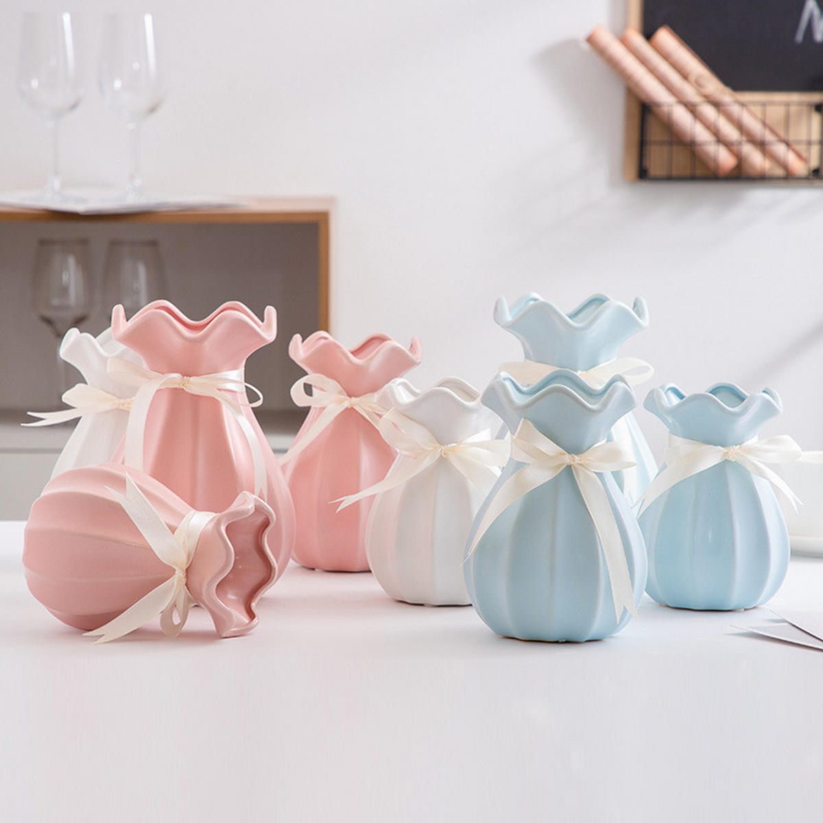 VASE 14 x 14 x 20,5 cm Keramik - Pink, Keramik (14cm) - LIBRATON