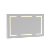 SPIEGELSCHRANK | Steckdose,Papierschlitz,3-LED,Antibeschlag,verstellbar - Silberfarben/Weiß, Glas/Holzwerkstoff (13.5/60/100cm) - SHOPENTRA