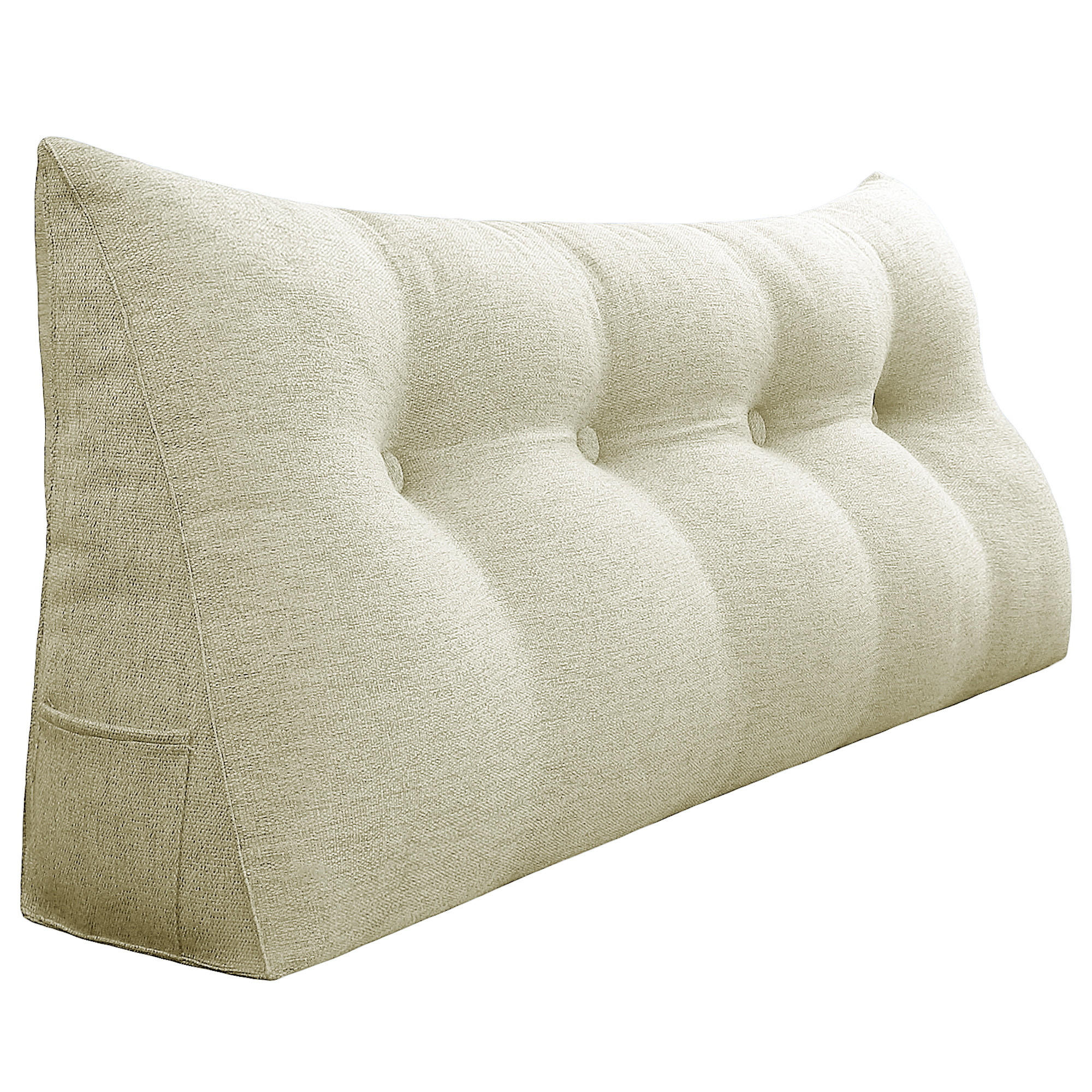 RÜCKENKISSEN für Bett Leinenlook Weiß 140 cm - Weiß, Textil (50/140cm) - Vercart