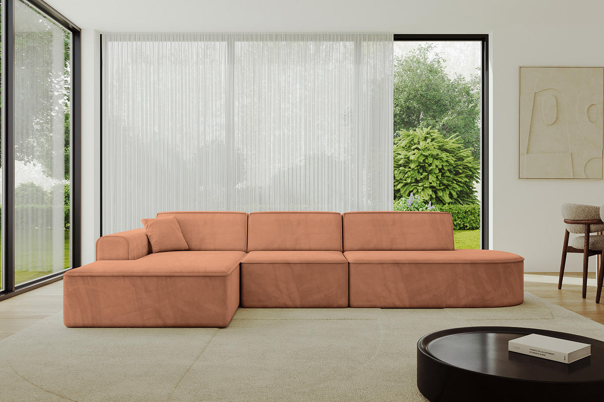 ECKSOFA Ottomane Links IREA-L2-v3 - 328x171x79 cm Koralle - Koralle, Holzwerkstoff/Textil (328/171cm) - ALTDECOR
