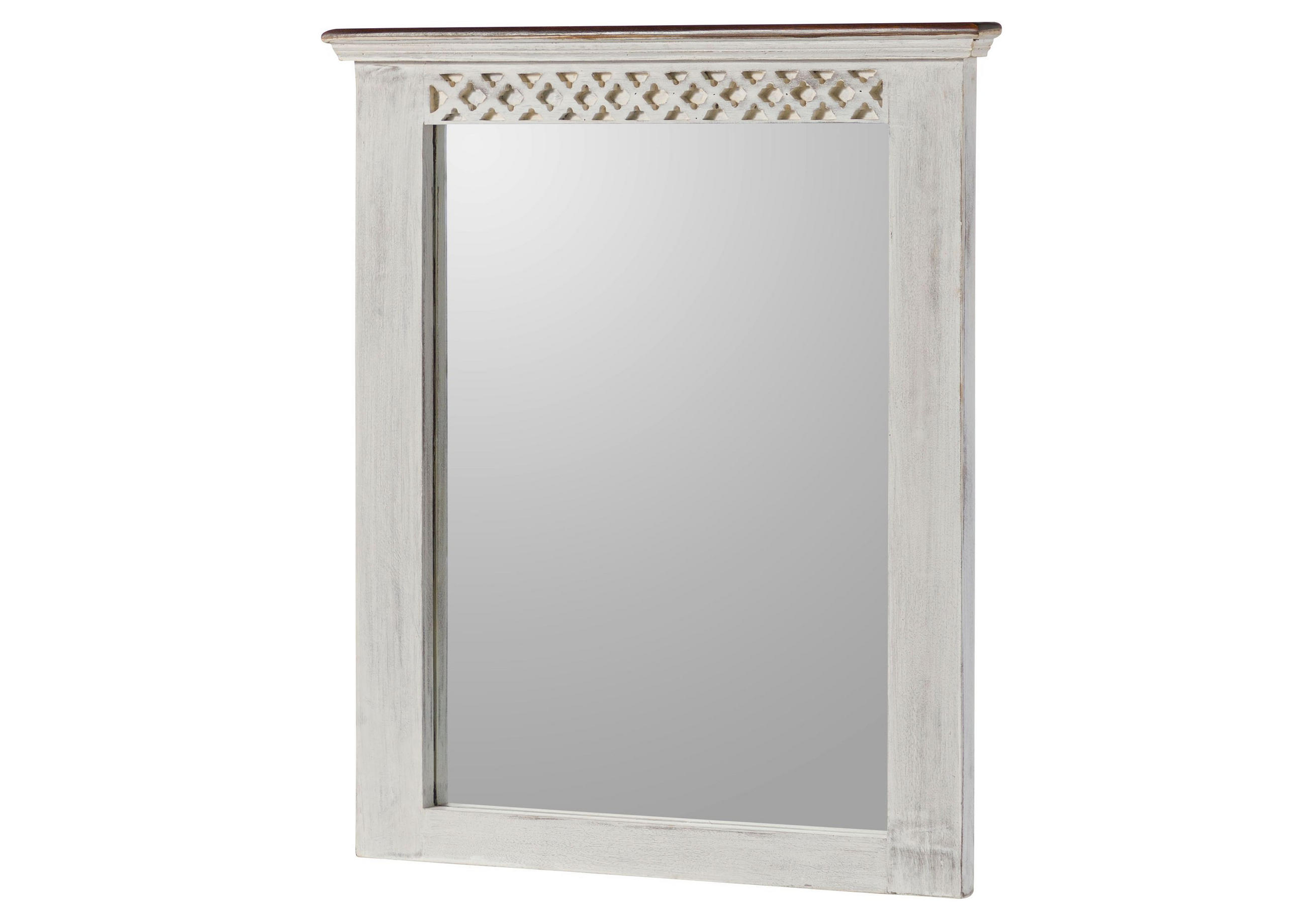 WANDSPIEGEL Mango / Akazie 68x5x79 weiß gewachst CASTLE-ANTIK #114 - Weiß, Holz (68/79/5cm) - Massivmoebel24