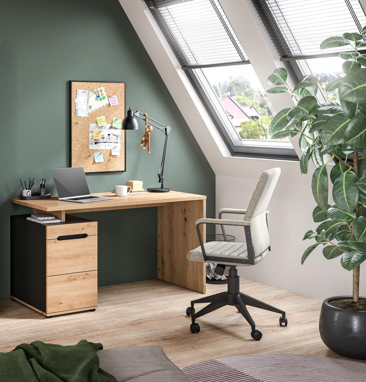 SCHREIBTISCH Nova (B/H/T: ca. 140/75/60 cm) in Basalt grau/Artisan Nachbildung - Grau, Holzwerkstoff (60/140/75cm)