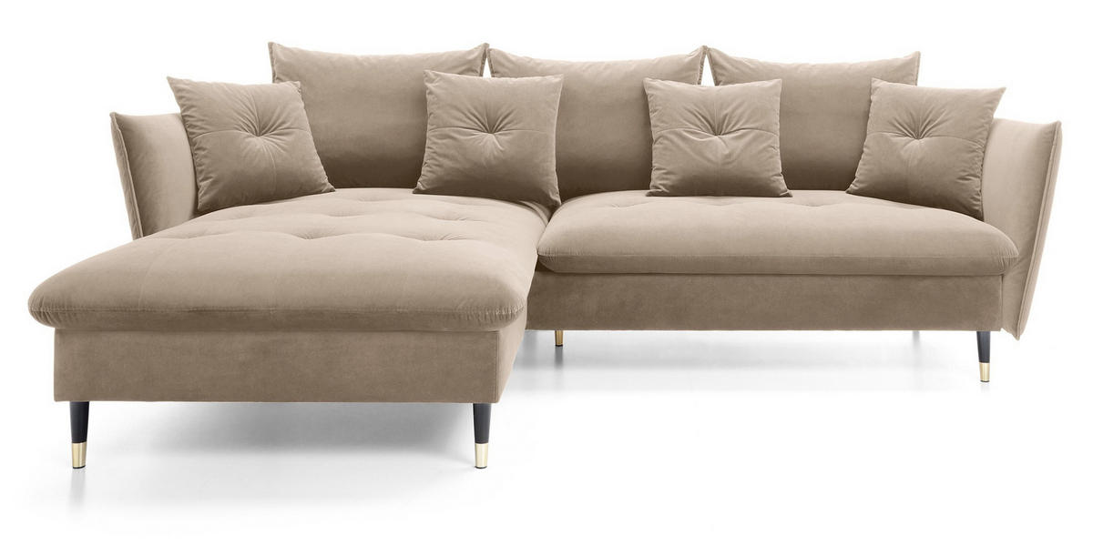 ECKSOFA 260 cm Sagir mit Schalffunktion, Bettkasten, Links - Braun - Schwarz/Braun, Holz (167/258cm) - Emporius